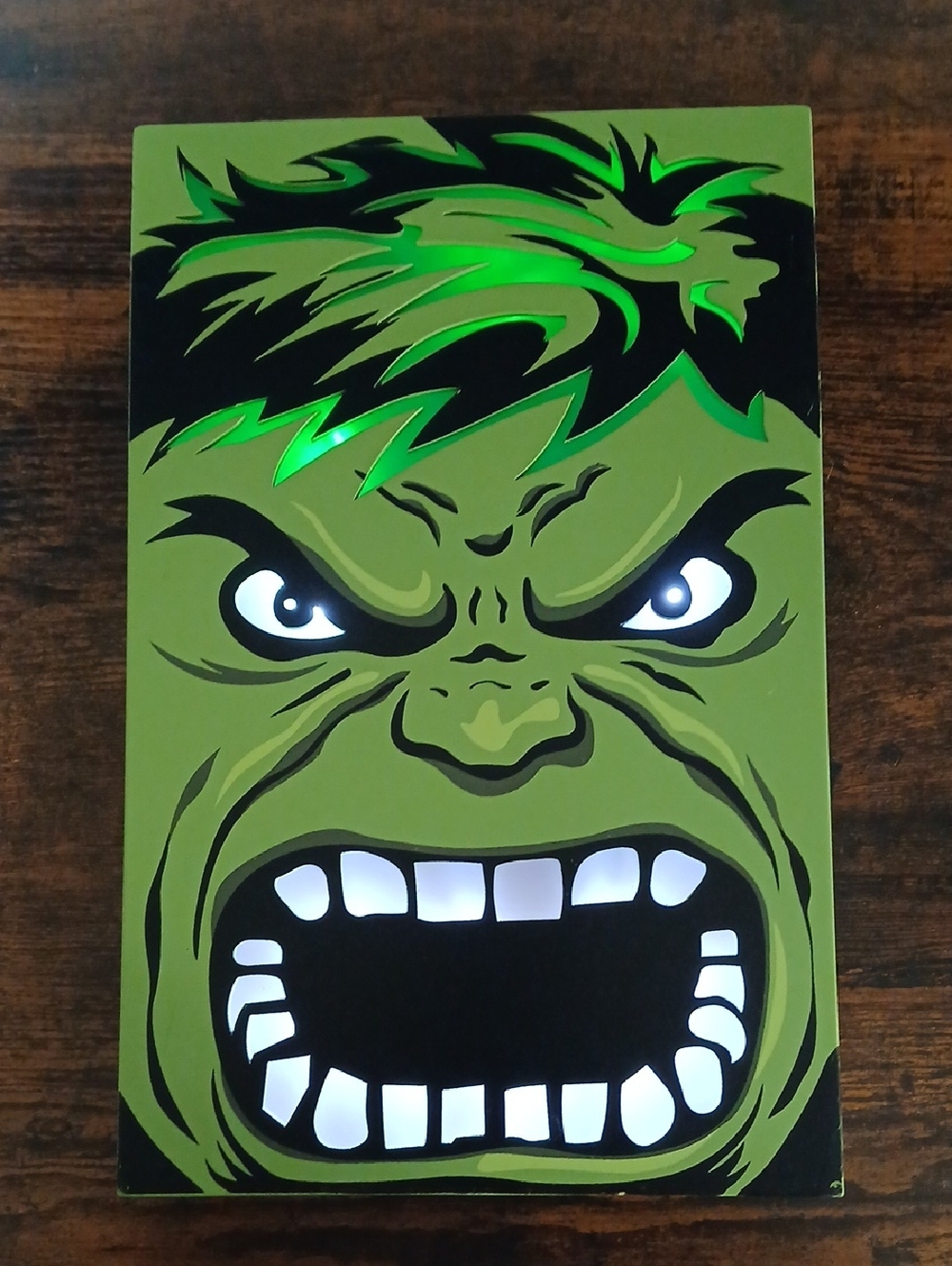 Marvel Avengers Hulk LED light-up wall art box wood 8X12